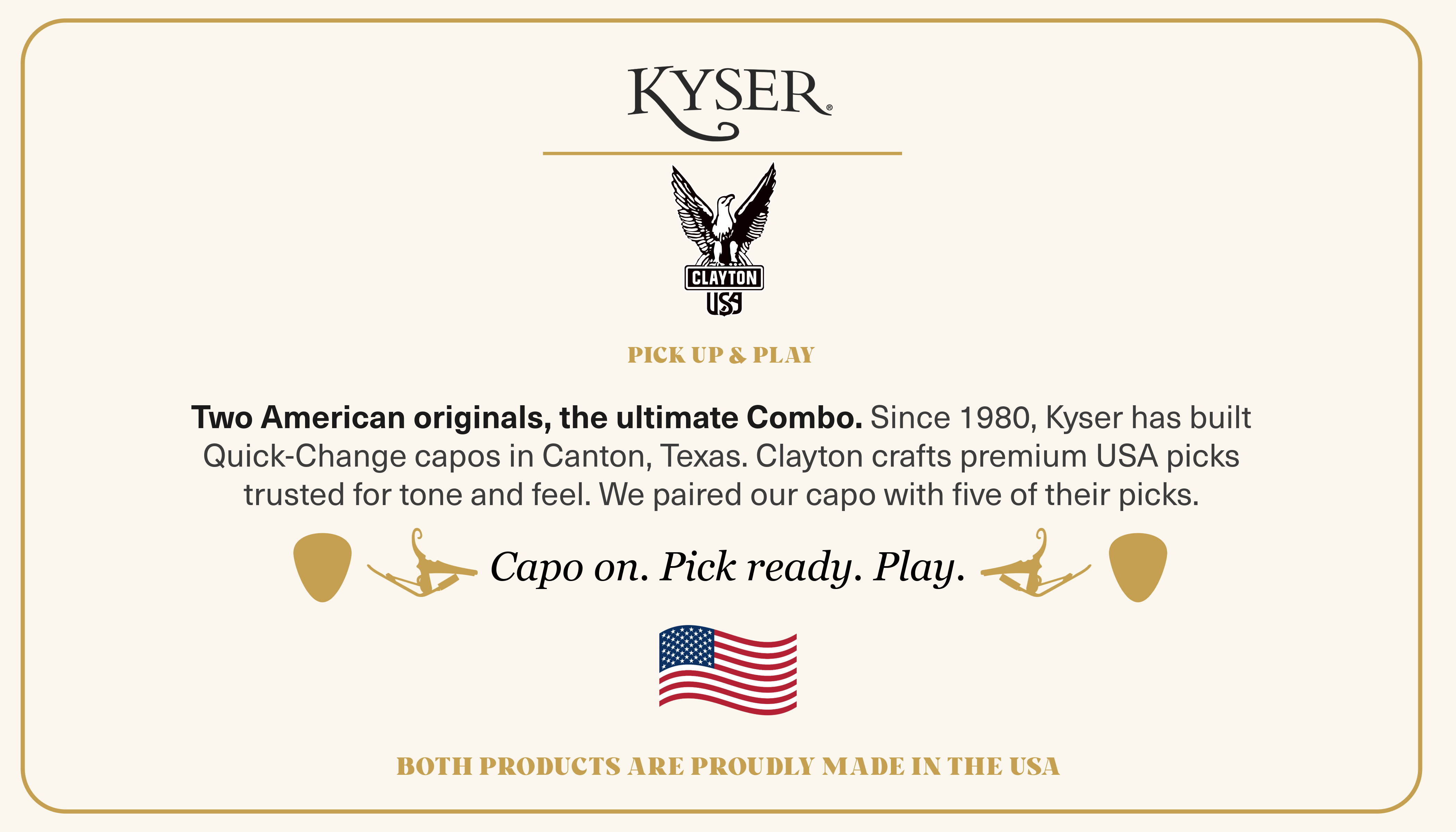 Kyser Capo + Clayton Picks: Pick up & Play Bundle